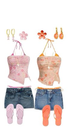 summer 24’ Summer Outfits For Cruise, Tropical 2000s Outfits, Cruise Matching Outfits, Pink Summer Outfits Girly, Cute Beach Outfits Aesthetic, Holiday Outfit Inspo Summer, Tube Top Summer Outfits, Summer Dress Outfits Aesthetic, Swim Party Outfits