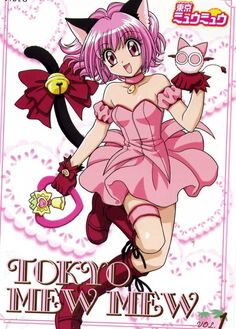 an anime character with pink hair wearing a dress and holding a cat in her hand