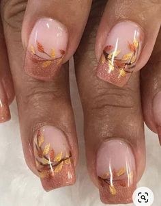 Fall Nail Art French Tips, Nail Art For Autumn, Fall Color French Tip Nails Square, Fall Nail Tip Ideas, Pretty Fall Nail Designs, Fun Fall Nail Art, French Tip Nails For Fall, Fall Leaves Nail Designs, Fun Fall Nail Designs