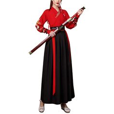 PRICES MAY VARY. Package Includes: Hanfu Top, Skirt, Belt Material: Polyester Suitable for school play, theatres, operas, etc,. Chinese Swordsman Costume Traditional Embroidery Hanfu Outfit Men Women Martial Art Performance Wear Chinese Warrior Outfit, Traditional Samurai Clothing, Japanese Female Samurai Outfit, Chinese Swordsman, Black And Red Hanfu Men, Chinese Swordsman Hanfu, Art Performance, Female Samurai, Traditional Embroidery