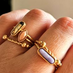 These 5 Rings Are So Cool! You Can Wear Them All Stacked Together, Or Mix And Match...And Add Some Other Rings Too. Gold Tone Size 7. Three Semi Precious Rings And Two Gold Tone Rings With A Rope Design And Little Gold Balls. These Rings Are Super Cute And So Much Fun To Wear!! Lavander Photoshoot, Gold Gallery, Rings Blue, Stack Rings, Customizable Jewelry, Precious Rings, Empty Nest, Braided Ring, 5 Rings