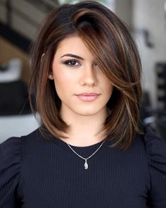 Shoulder Length Hair Asymmetrical, Edgy Easy Hairstyles, Short Hairstyles For Mom, Hairstyles For Moms Over 40, Easy Hair Color To Maintain Brunette, Short To Medium Hair Styles, Black Hair With Highlights And Lowlights, Mom Chop Hair, Hot Mom Haircut