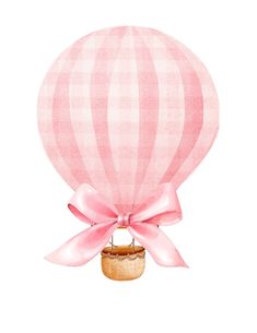 a hot air balloon with a pink bow on it