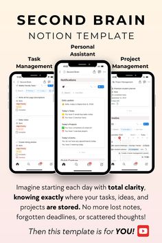 Unlock the Power of Your Second Brain: Aesthetic Notion Template Podcast Tracker, Second Brain Notion, Brain Aesthetic, Brain Template, Notion Second Brain, Groceries List, Second Brain, Task Manager