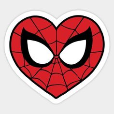 a heart shaped sticker with a spiderman face