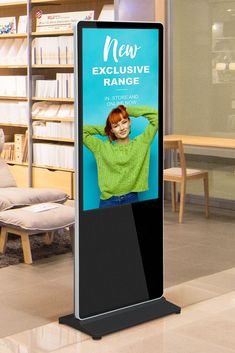 Digital totem display in a department store Stand Board Design, Digital Display Board, Fabric Swatch Display, Poster Display Stand, Promotion Display, Digital Signage Displays