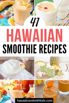 hawaiian smoothie recipe collage with text overlay