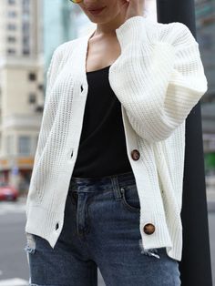 Knitted Cardigan Sweater, Loose Knit Cardigan, Outfit Cardigan, Egirl Outfits, Pullover Mode, Loose Coats, Y2k Aesthetic Outfits, Casual Cardigans, Indie Outfits