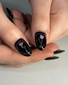 Dark Moody Nail Art, Cat Ear Nails, Simply Cute Nails, Short Witchy Nail Designs, Fall Black Nails Ideas, Creative French Nails, Gel Builder Nails Short, Cat Eye Nails With Design, Witchy Nails Short