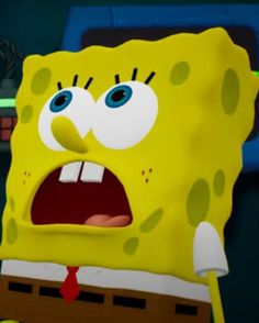 an animated spongebob character with his mouth open