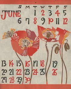 a calendar with red flowers on it and the date is 8 29pm to 3 28pm