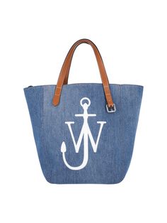 100% Cotton Jw Anderson Bag, Blue Belt, Denim Tote Bags, Blue Tote, Denim Tote, J W Anderson, Jw Anderson, Embroidered Denim, Blue Bags