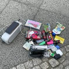 the contents of an electronic device are on the ground