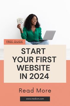 a woman sitting on the floor with her laptop and holding money in front of her