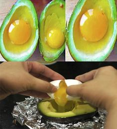 an avocado cut in half and being spread with mayonnaise