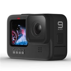 the gopro hero action camera is shown in front of a white background with an image of a car on it