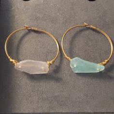 This Listing Is For A Handmade Glass.Rock.Beach. Set Of 2 Handmade Sea Glass Brass Bangle Type Bracelets In Lavender And Aqua. Latch At Back, Not Adjustable. Seaglass Jewelry, Rock Beach, Sea Glass Bracelet, Brass Bangle, Beach Blue, Rock Jewelry, Brass Bracelet, Glass Bracelet, Beach Jewelry