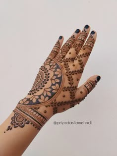 the hand is decorated with henna designs