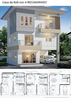 three story house plan with garage and apartment