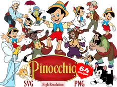 an image of cartoon characters from the movie pinocchio