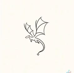 a black and white drawing of a dragon flying through the air with its wings spread