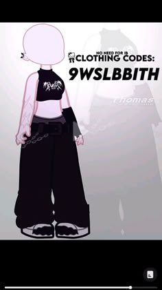 an anime character is standing in front of a black and white background with the words clothing code