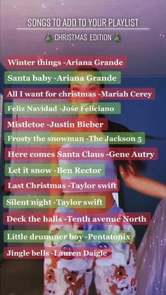 the christmas song list is displayed in this screenshote image, with text above it