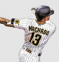 a drawing of a baseball player swinging his bat