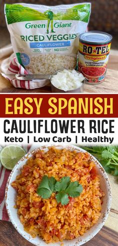 easy spanish cauliflower rice is the perfect low carb, high protein meal