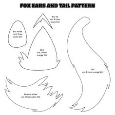 the instructions for how to make fox ears and tail pattern