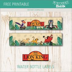 the lion king water bottle labels