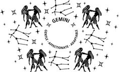 the zodiac sign is depicted in this black and white drawing, with stars surrounding it