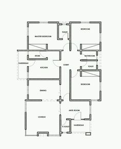 the floor plan for a three bedroom apartment with two bathrooms and an attached bathroom area