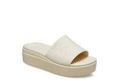 Summer Slides With Arch Support And Wedge Heel, Summer Wedge Heel Slides With Arch Support, Croc Slides, Sandals Aesthetic, Croc Platforms, Low Wedge Sandals, Low Heel Wedges, Rack Room, Rack Room Shoes