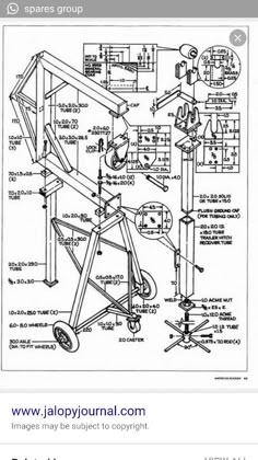 a drawing of a crane with parts labeled in the following words and instructions for each section