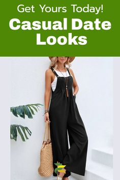 Elevate your fall style with this effortlessly chic trendy outfit for women! The wide leg jumpsuit for women is perfect for casual fall brunch outfits or a women's fall date outfit. Trendy college outfits for girls have never looked so put-together. Embrace the trendy fall clothes vibe by pairing this chic jumpsuit with ankle booties and layered necklaces. An ideal way for college outfits for ladies to look fashionably on-trend. Guaranteed to earn endless compliments! Fall Date Outfit, Trendy College Outfits, Dressy Jumpsuits, Brunch Outfits