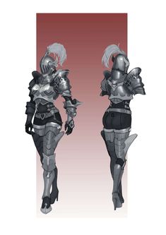 two women in armor standing next to each other