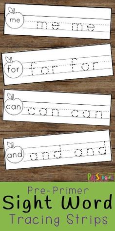 printable sight word worksheets for pre - primer sight words, including the letter