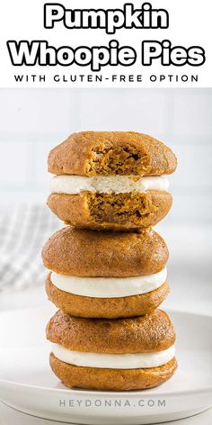 pumpkin whoopie pies stacked on top of each other