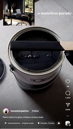 an image of the inside of a paint can being used as a photo framer