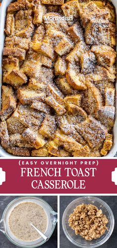 french toast casserole with powdered sugar and cinnamon on top