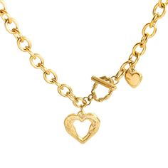 PRICES MAY VARY. Necklace Length Information:This gold heart necklace measures 47cm in length, making it a perfect statement piece for any outfit. The chunky toggle necklace for women is both eye-catching and elegant, offering a versatile addition to your jewelry collection. Outfits to Pair With:The gold filled necklace pairs beautifully with both casual and formal attire. Whether you're wearing a sleek dress for an evening out or a casual blouse for a day at the office, this open heart charm ne Necklace Chunky, Necklaces Chunky, Statement Charm Necklace, Gold Necklace Chunky, Gold Necklace Charm, Every Jewels Necklaces, Gold Chunky Necklace, Chunky Heart Necklace, Gold Toggle Necklace With Heart Pendant