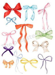 watercolor bows clipart set