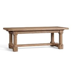 a wooden table with two legs and a bench on the bottom one is made out of wood