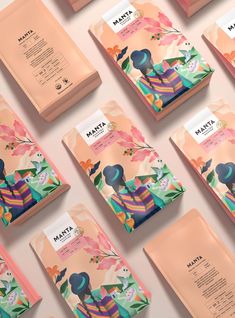 the packaging design is made up of many different colors and shapes