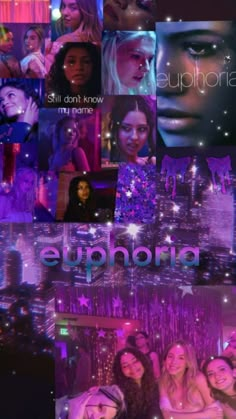 the cover art for euphora's album is shown in purple and blue