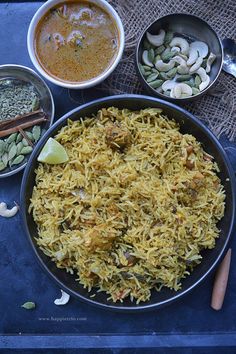 the food is prepared and ready to be eaten on the table with other dishes around it