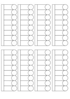 four rows of numbers with circles on each row and the number one is in the middle