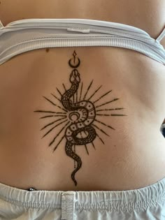 a woman's stomach with a tattoo on it