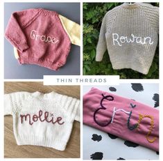 You can choose to personalise this knit with your child's name, personalised initial or any word/s of your choice. You also have the option to add images, such as a rainbow, flowers, stars or something else of your choice. Please add this to the personalisation box, along with the cotton or wool colour you would like it to be stitched in. All our cardigans are lovingly hand-knitted by a local team of knitters. Some are new knits, and others are pre-loved but in excellent condition. Please check the item size carefully - cardigans are hand-made so sizes do vary. The best way to do this is to measure and compare to another piece of clothing that you own. Other cardigans are available in our Etsy store, which is updated regularly.  Our cardigans ship worldwide and we aim to post your order wi Knit Made Name, Kids Jumpers, Design Name, Personalized Initials, Rainbow Flowers, Knitted Cardigan, Kids Sweater, Something Else, A Rainbow